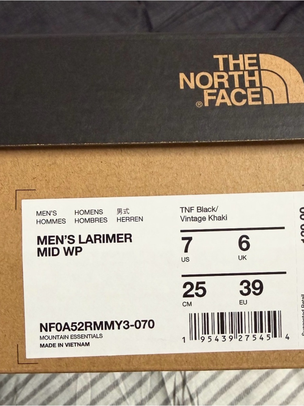 The North Face Men's Larimer Mid WP Boots - TNF Black & Vintage Khaki